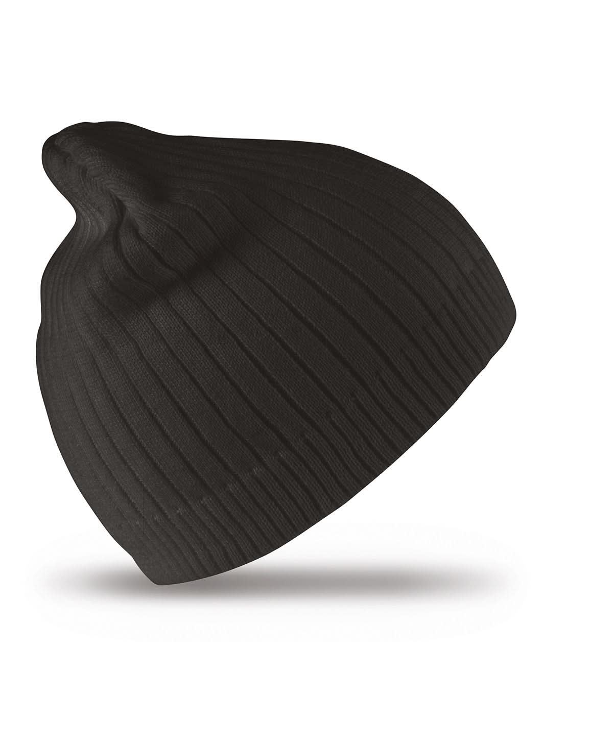 Result Winter Essentials Cotton knitted beanie hat RC074 - Black One size - Customisable Hats