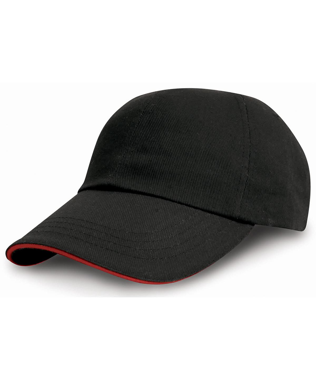 Result Headwear Heavy cotton drill pro style with sandwich peak RC10P - Black Red One size - Customisable Caps