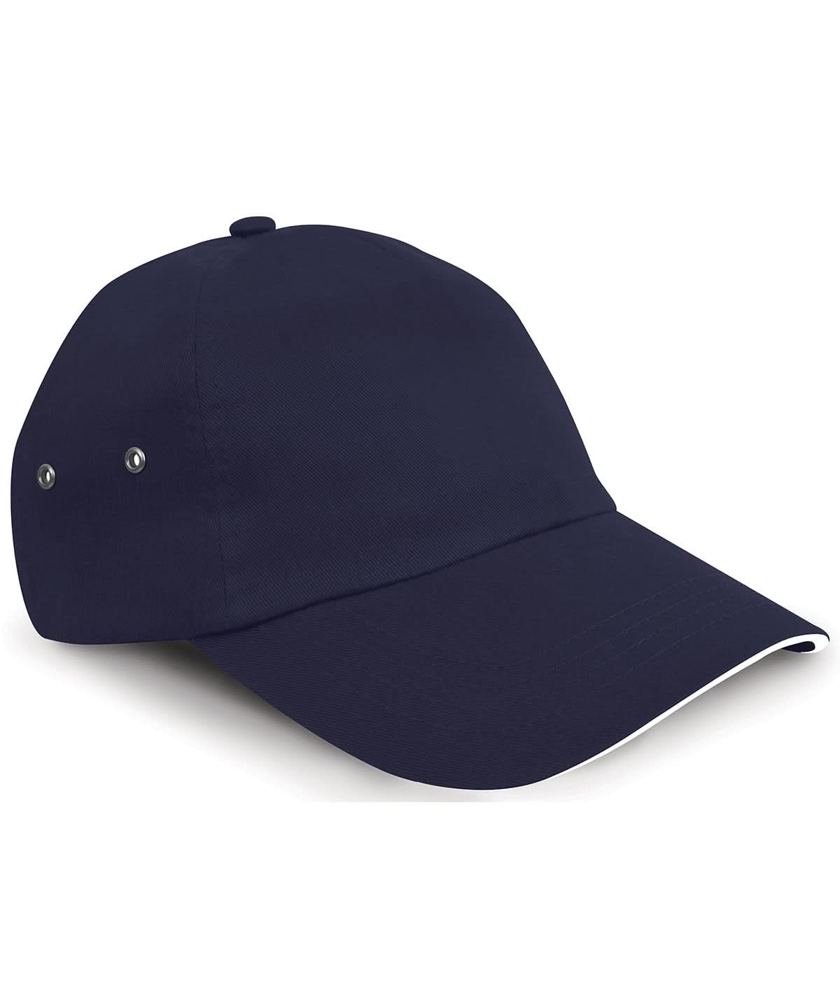 Result Headwear Printers plush cotton 5 panel cap RC72X - Navy White One size - Customisable Caps