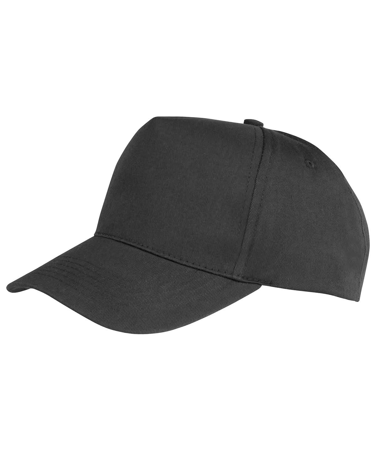 Result Headwear Boston junior 6535 polycotton cap RC84J - Black One size - Customisable Caps