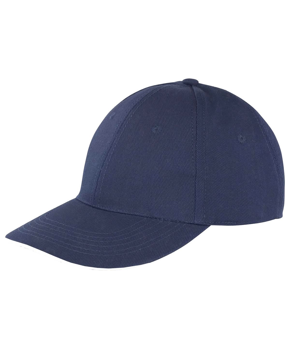 Result Headwear Memphis brushed cotton low profile sandwich peak cap RC91X - Navy White One size - Customisable Caps