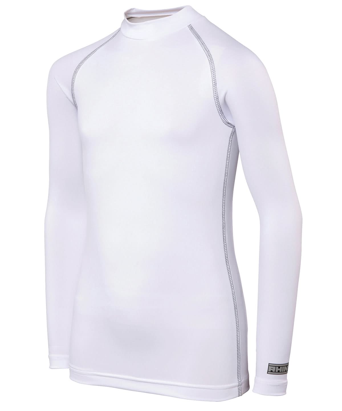 Rhino baselayer long sleeve juniors RH01B - White - Customisable Baselayers