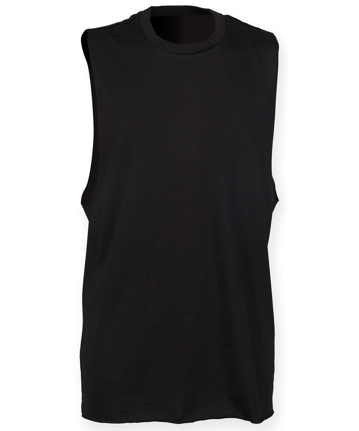 SF High neck slash armhole vest 232 SF232 - Black - Customisable Vest