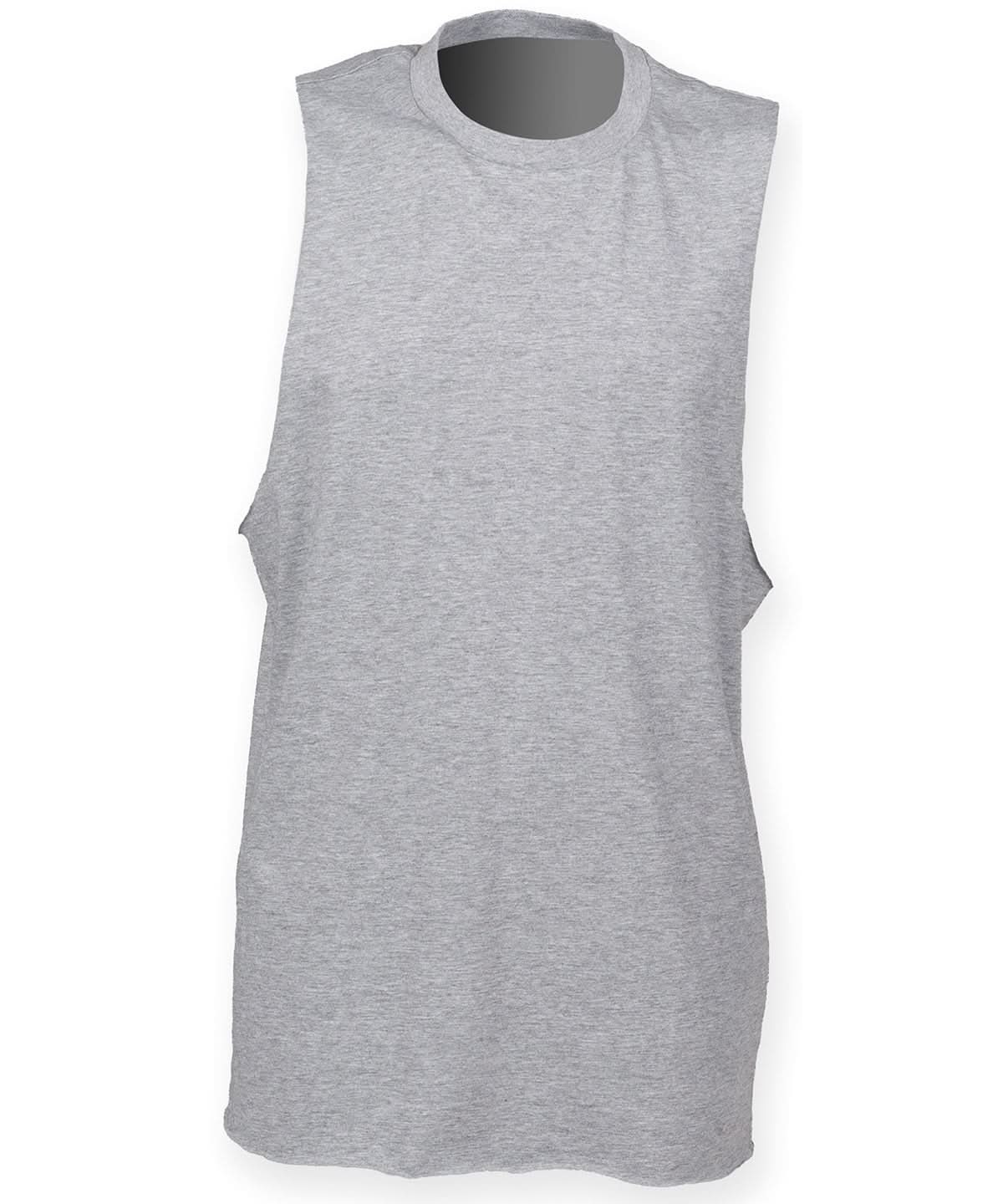 SF High neck slash armhole vest 232 SF232 - Heather Grey - Customisable Vest