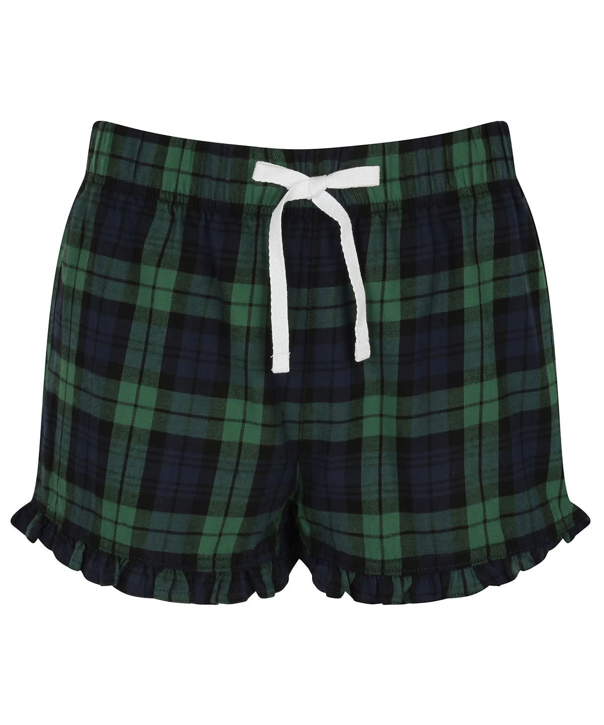 SF Womens tartan frill shorts SK082 - Navy Green Check - Customisable Shorts