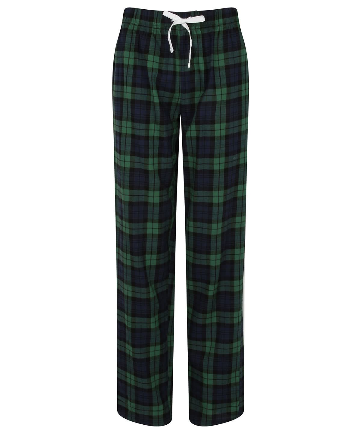 SF Womens tartan lounge pants SK083 - Navy Green Check - Customisable Loungewear Bottoms
