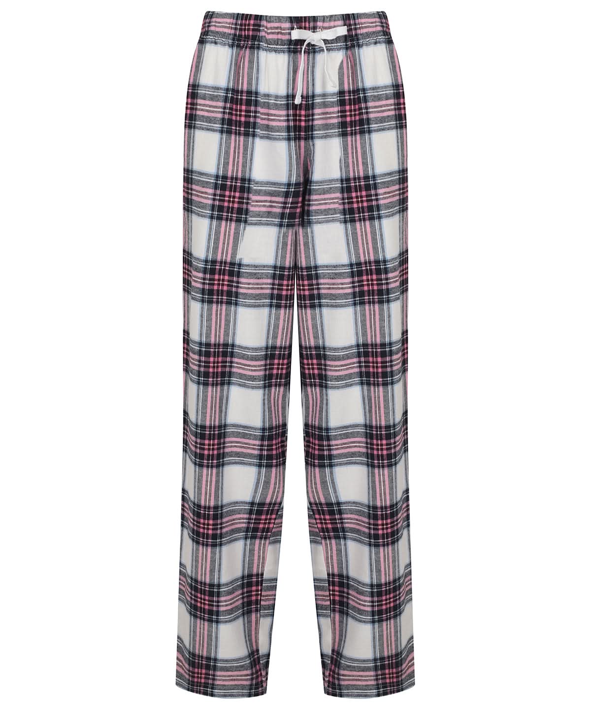 SF Womens tartan lounge pants SK083 - White Pink Check - Customisable Loungewear Bottoms