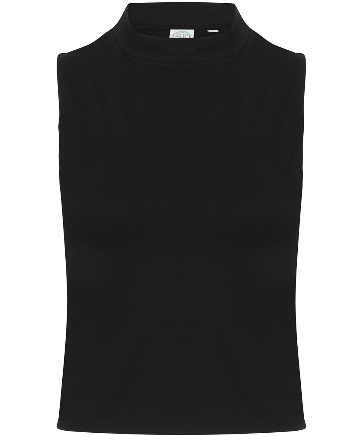 SF Womens high neck crop vest SK170 - Black - Customisable Vest