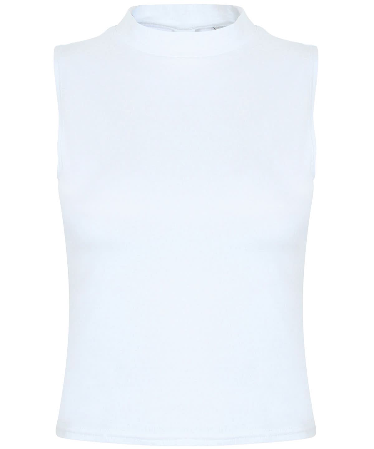 SF Womens high neck crop vest SK170 - White - Customisable Vest