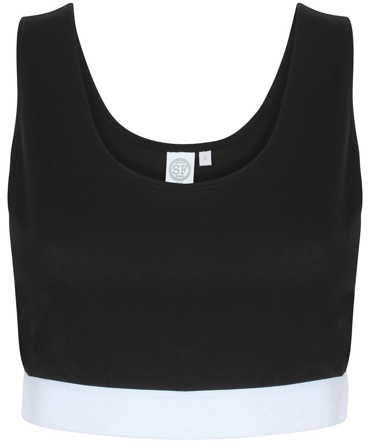 SF Womens fashion crop top SK236 - Black White - Customisable Vest