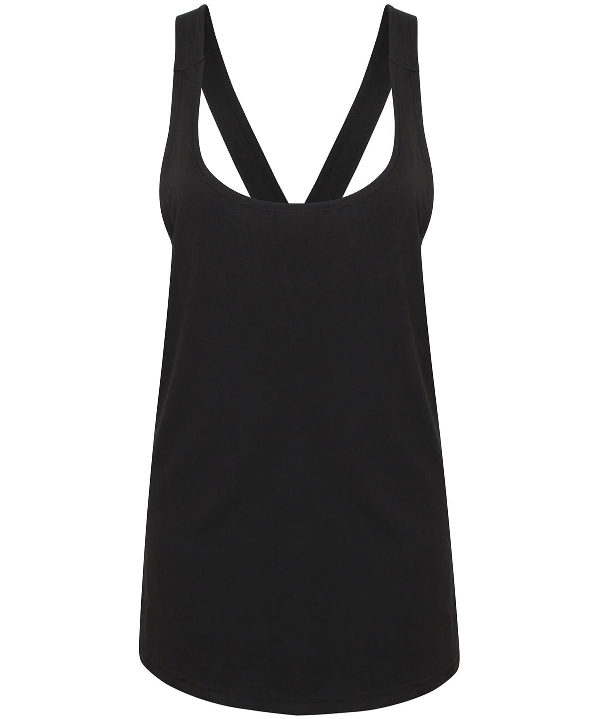 SF Womens fashion workout vest SK241 - Black - Customisable Vest