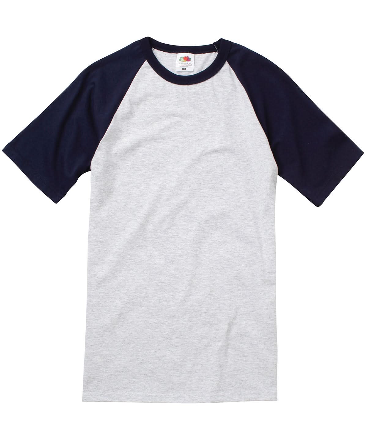 Fruit of the Loom Fruit Of The Loom Short Sleeve Baseball T SS026 - Heather Grey Deep Navy - Customisable T-Shirts