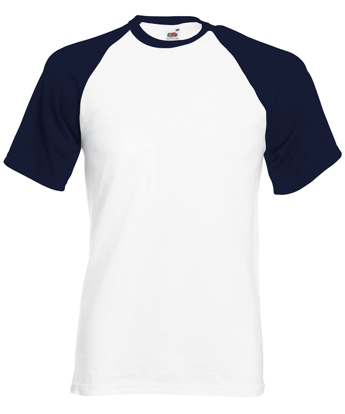 Fruit of the Loom Fruit Of The Loom Short Sleeve Baseball T SS026 - White Deep Navy - Customisable T-Shirts