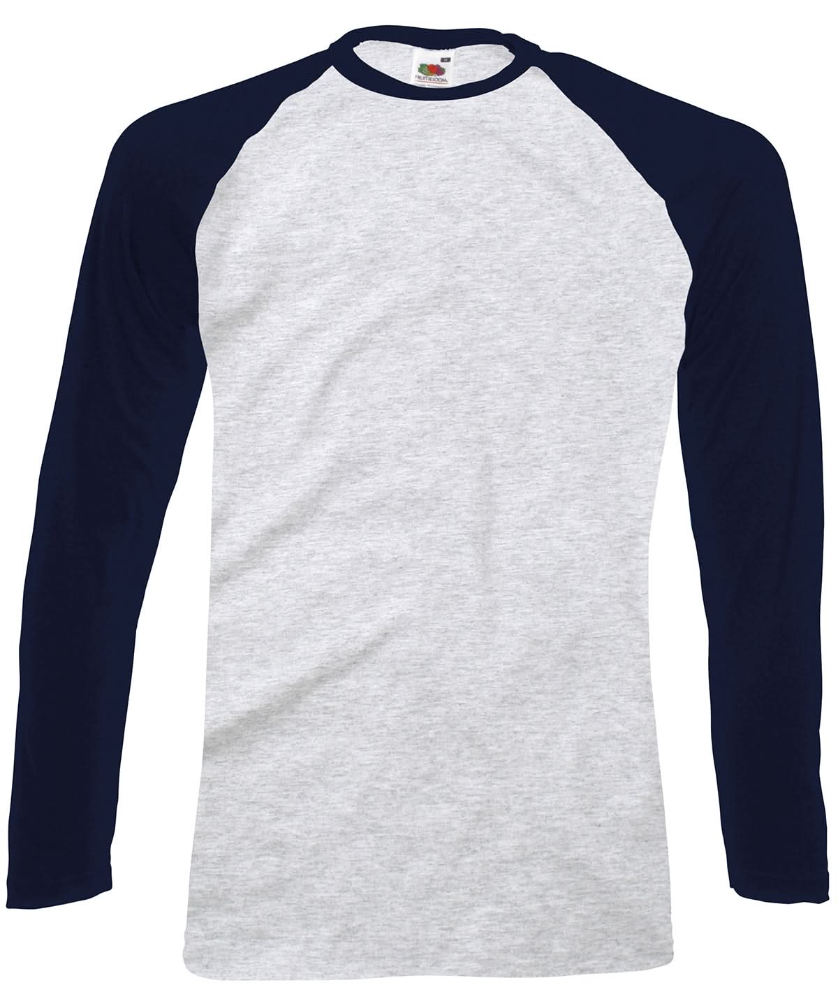 Fruit of the Loom Fruit Of The Loom Long Sleeve Baseball T SS028 - Heather Grey Deep Navy - Customisable T-Shirts