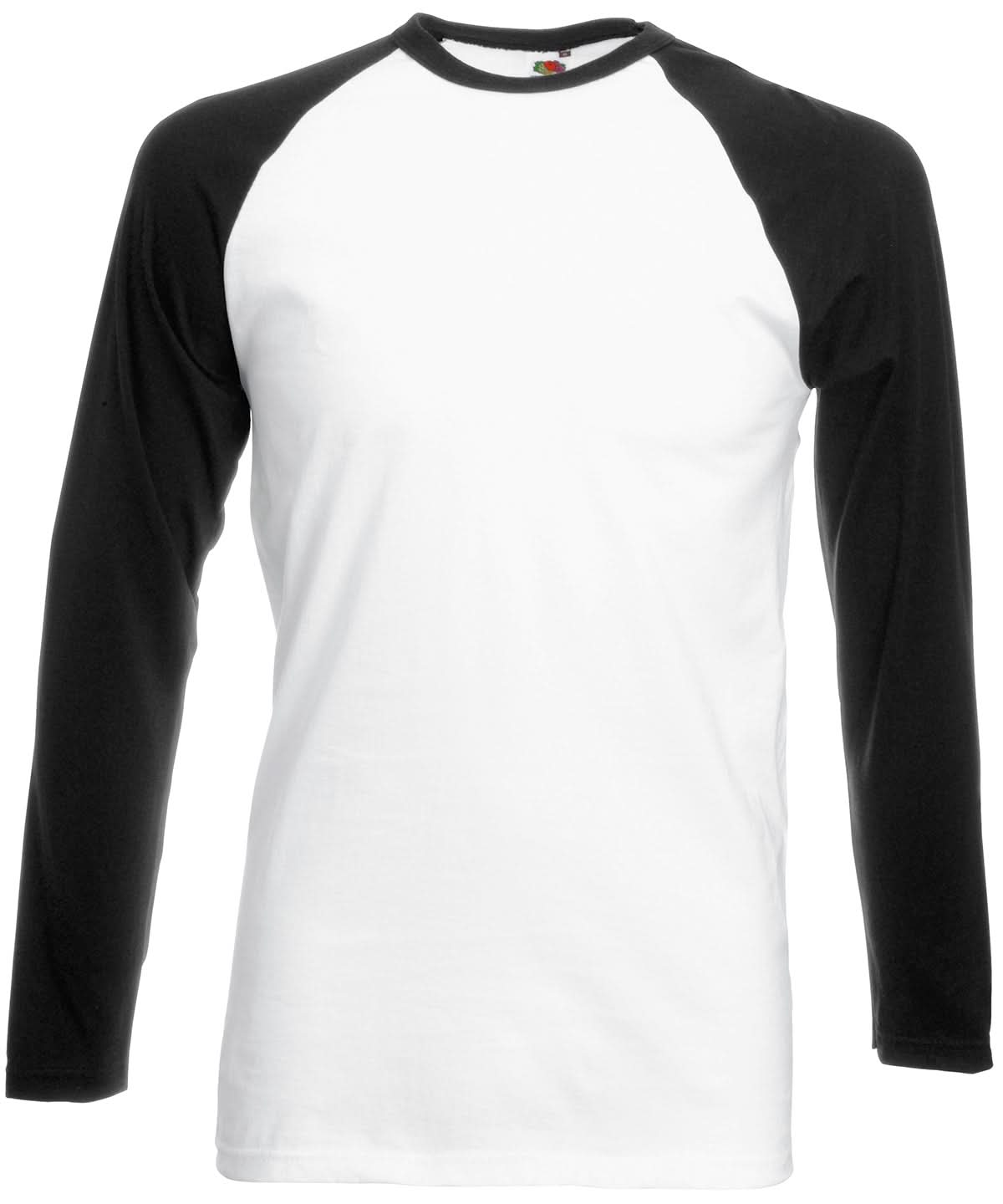 Fruit of the Loom Fruit Of The Loom Long Sleeve Baseball T SS028 - White Black - Customisable T-Shirts