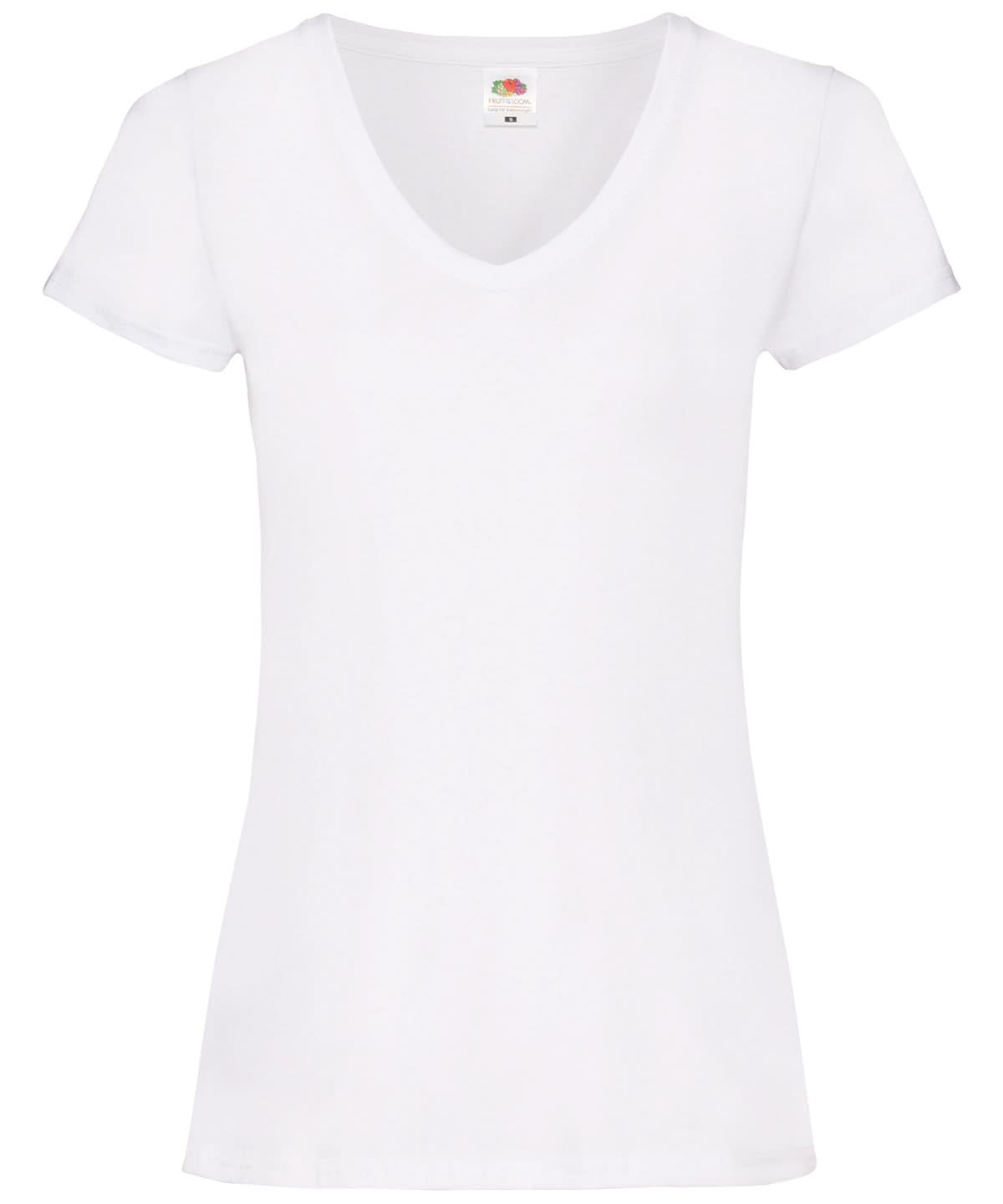 Fruit of the Loom Fruit Of The Loom WomenS Valueweight V Neck T SS047 - White - Customisable T-Shirts