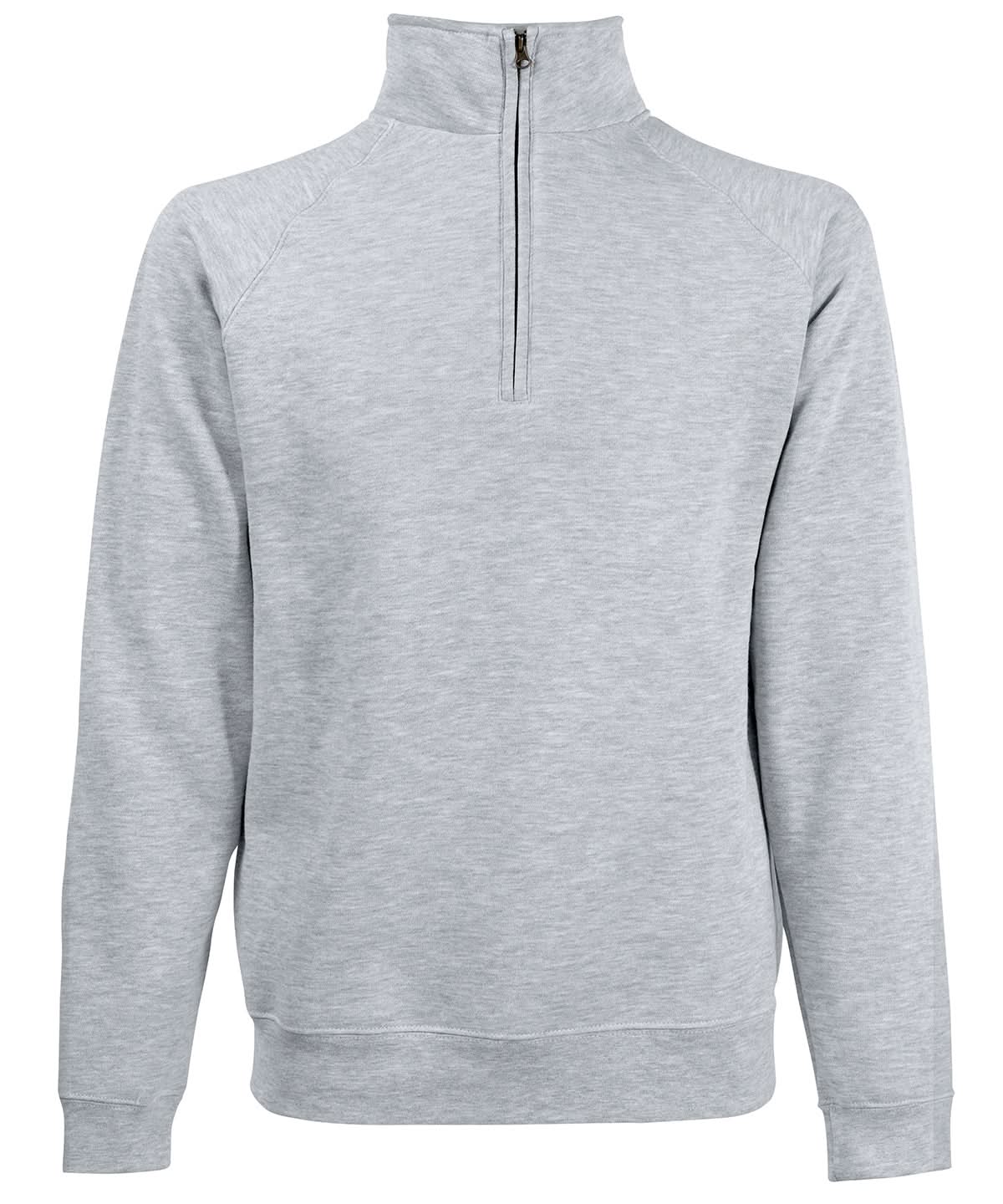 Fruit of the Loom Classic 8020 Zip Neck Sweatshirt SS230 - Heather Grey - Customisable Sweatshirts