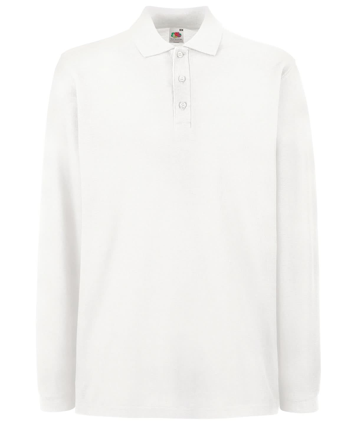 Fruit of the Loom Fruit Of The Loom Premium Long Sleeve Polo SS258 - White - Customisable Polos