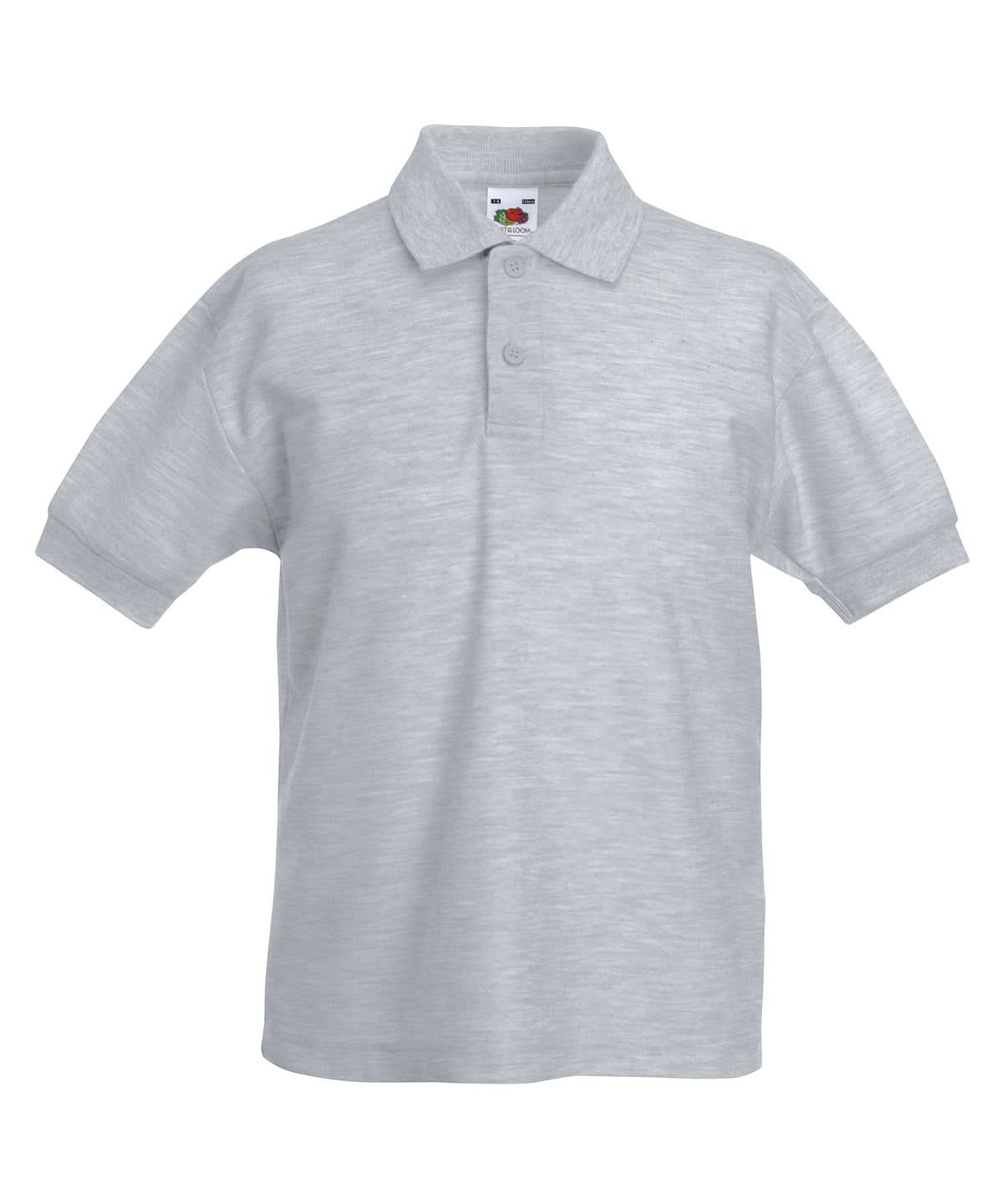 Fruit of the Loom Fruit Of The Loom Kids 6535 Piqu Polo SS417 - Heather Grey - Customisable Polos