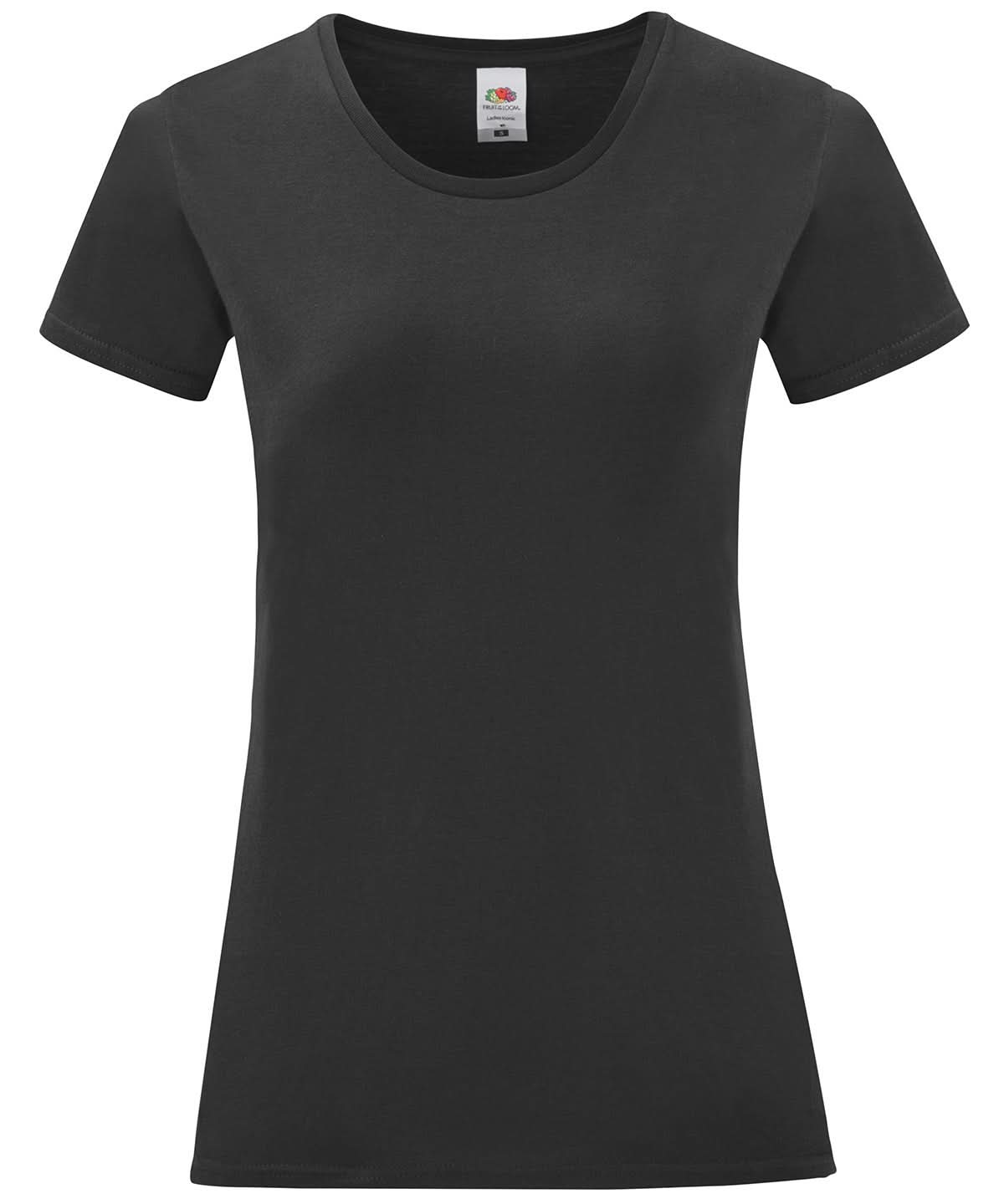Fruit of the Loom Fruit Of The Loom Womens Iconic T SS432 - Black S - Customisable T-Shirts