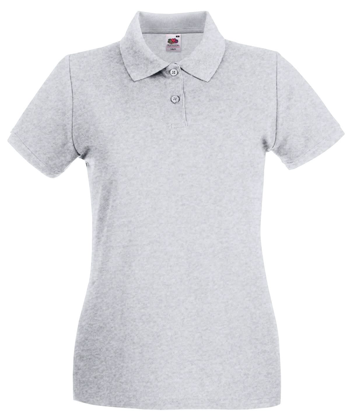 Fruit of the Loom Fruit Of The Loom Ladies Premium Polo Shirt SS505 - Heather Grey - Customisable Polos