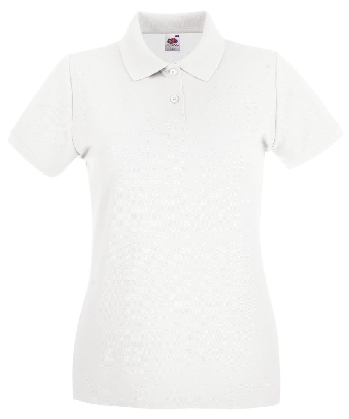 Fruit of the Loom Fruit Of The Loom Ladies Premium Polo Shirt SS505 - White - Customisable Polos