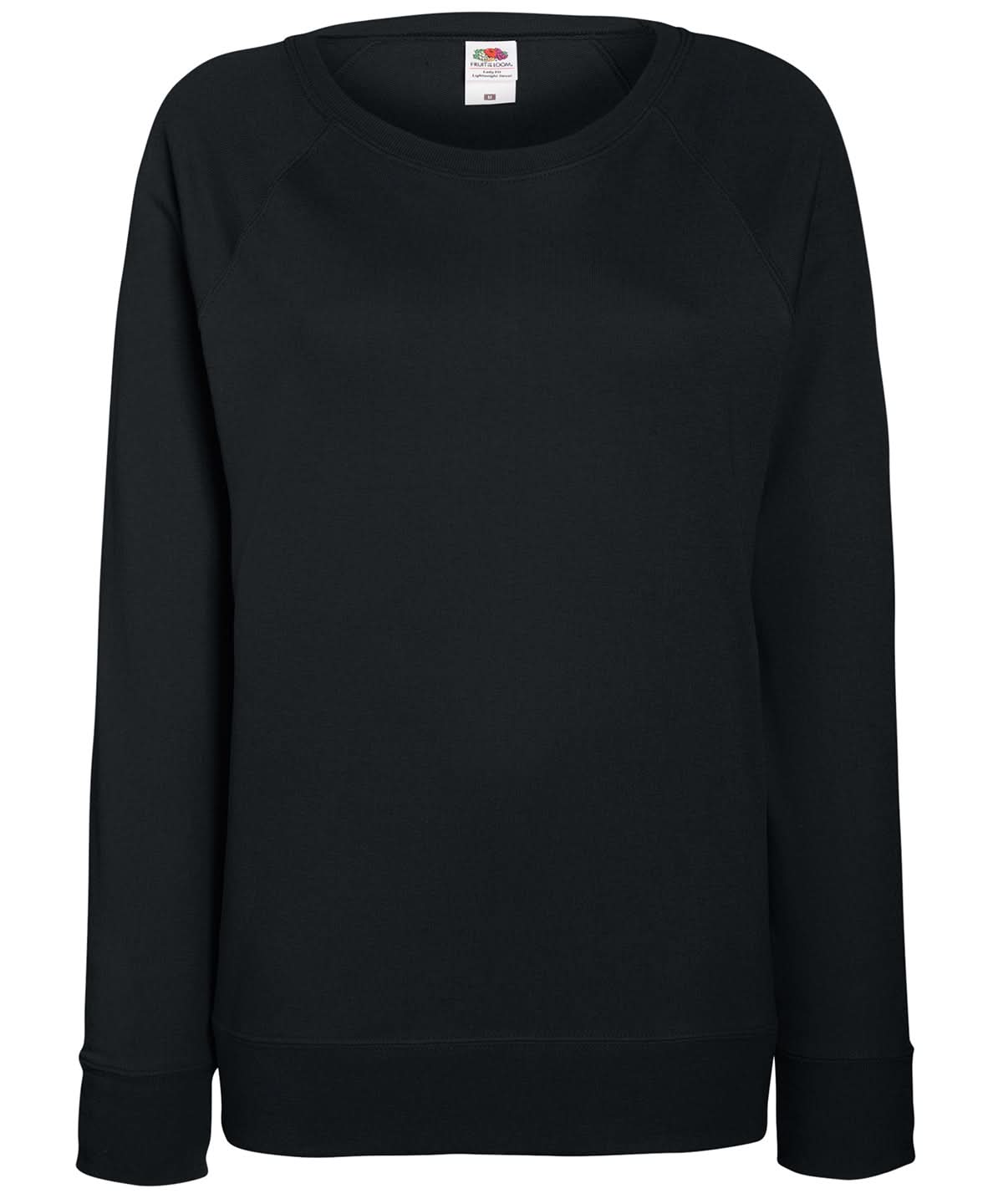 Fruit of the Loom Fruit Of The Loom WomenS Lightweight Raglan Sweatshirt SS960 - Black - Customisable Sweatshirts