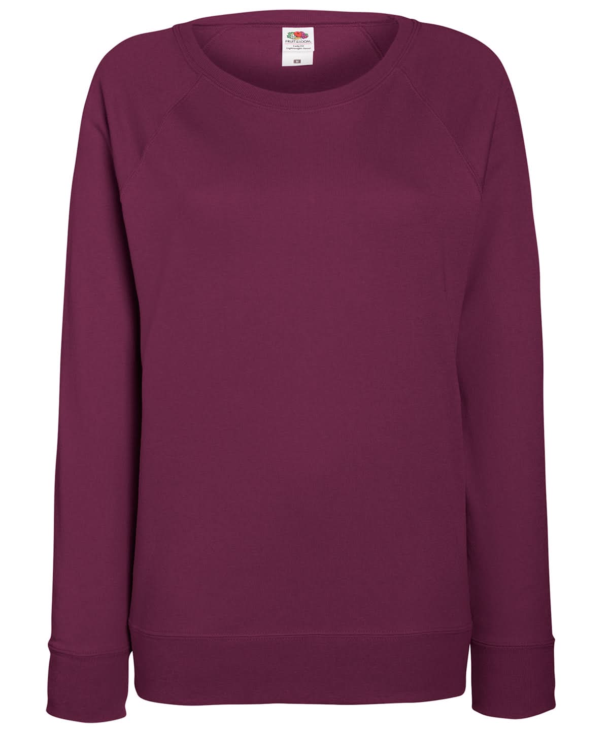 Fruit of the Loom Fruit Of The Loom WomenS Lightweight Raglan Sweatshirt SS960 - Burgundy - Customisable Sweatshirts