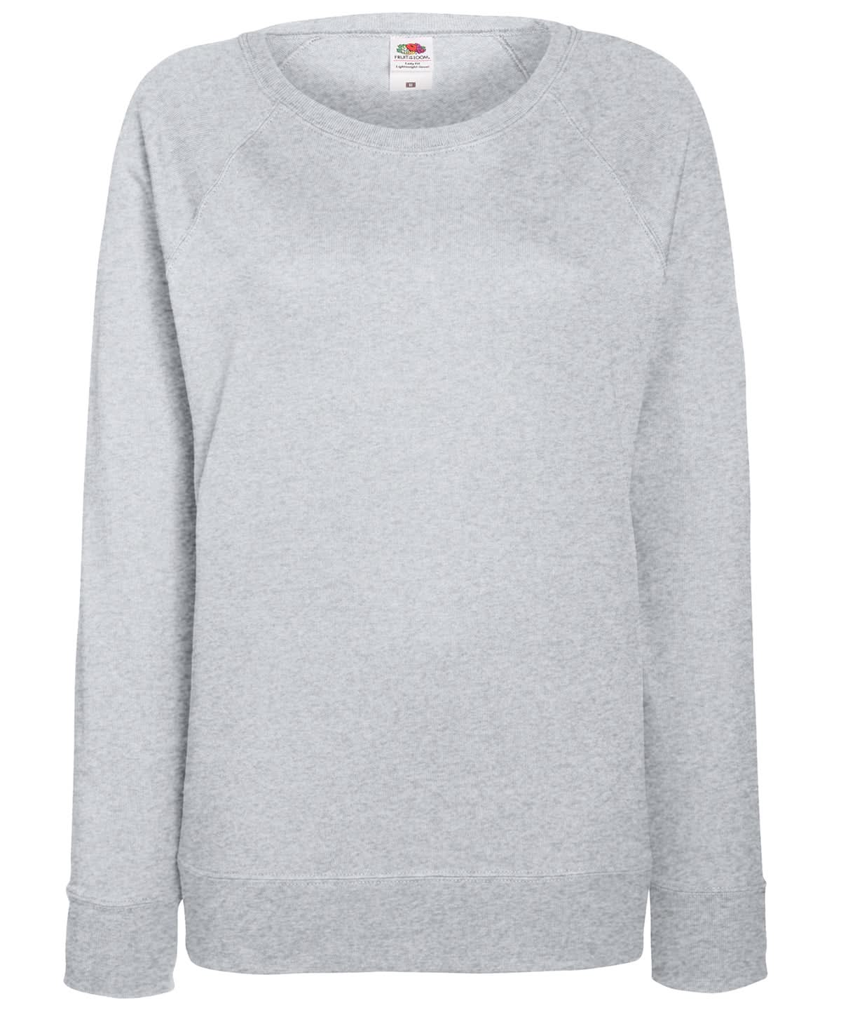 Fruit of the Loom Fruit Of The Loom WomenS Lightweight Raglan Sweatshirt SS960 - Heather Grey - Customisable Sweatshirts