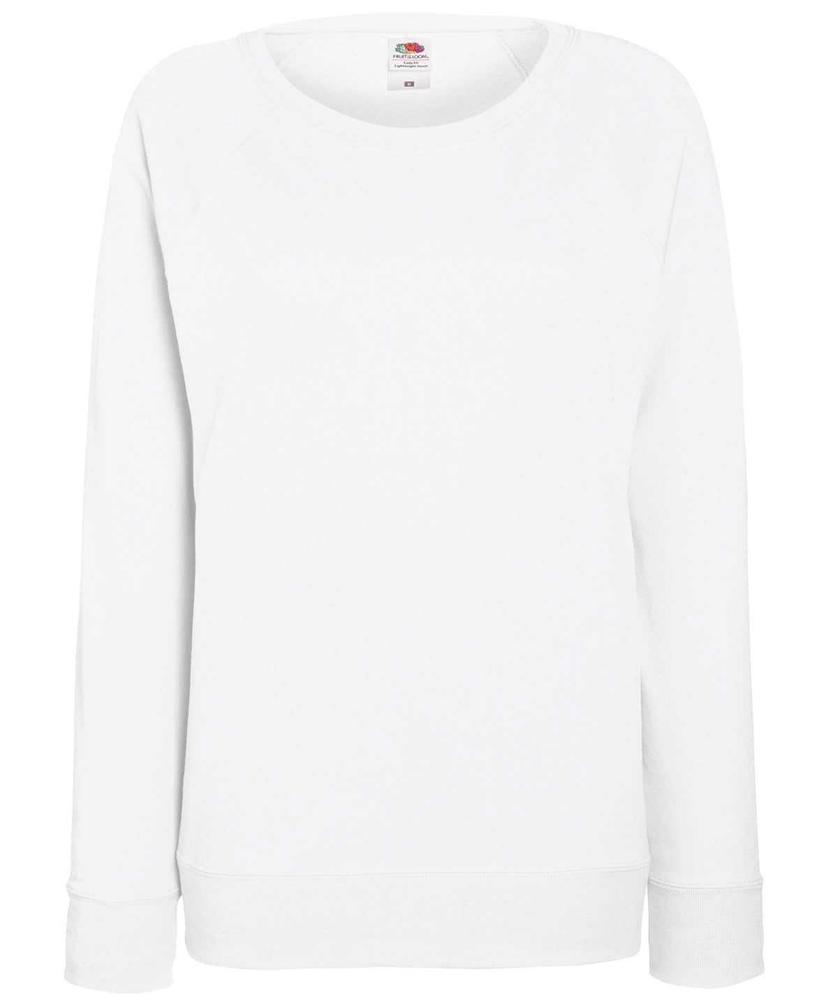 Fruit of the Loom Fruit Of The Loom WomenS Lightweight Raglan Sweatshirt SS960 - White - Customisable Sweatshirts