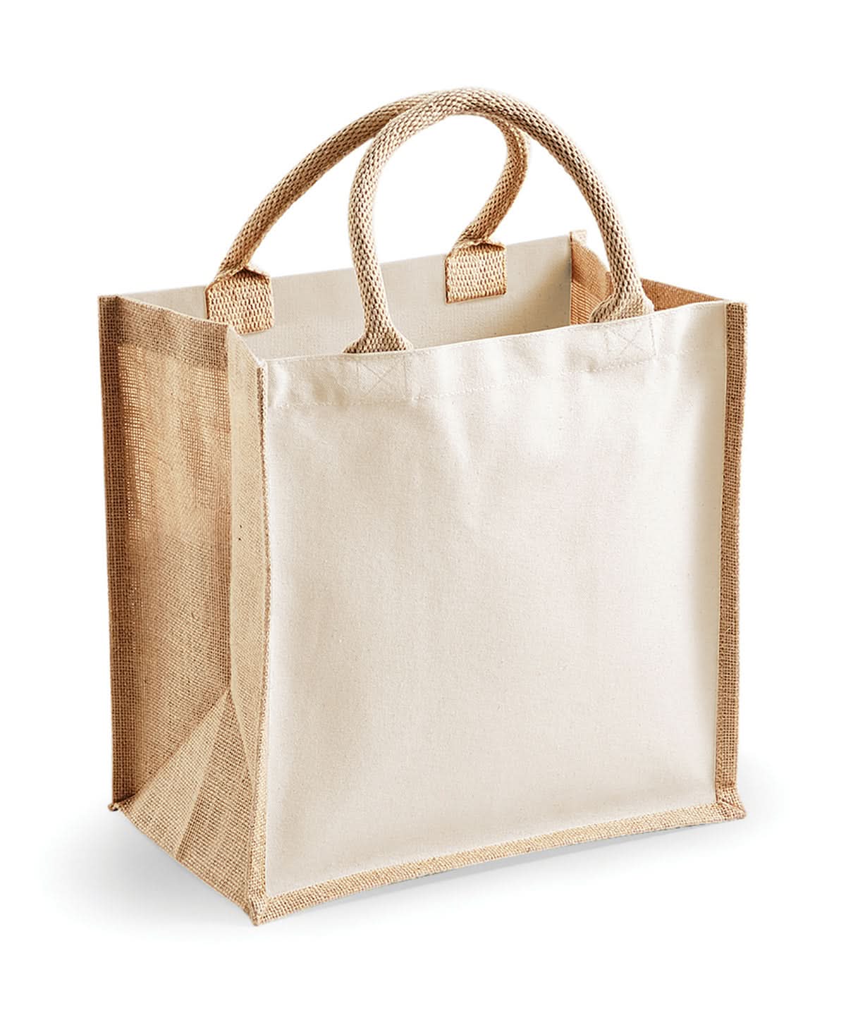 Westford Mill Printers Midi Jute Tote WM421 - Natural One Size - Customisable Bags