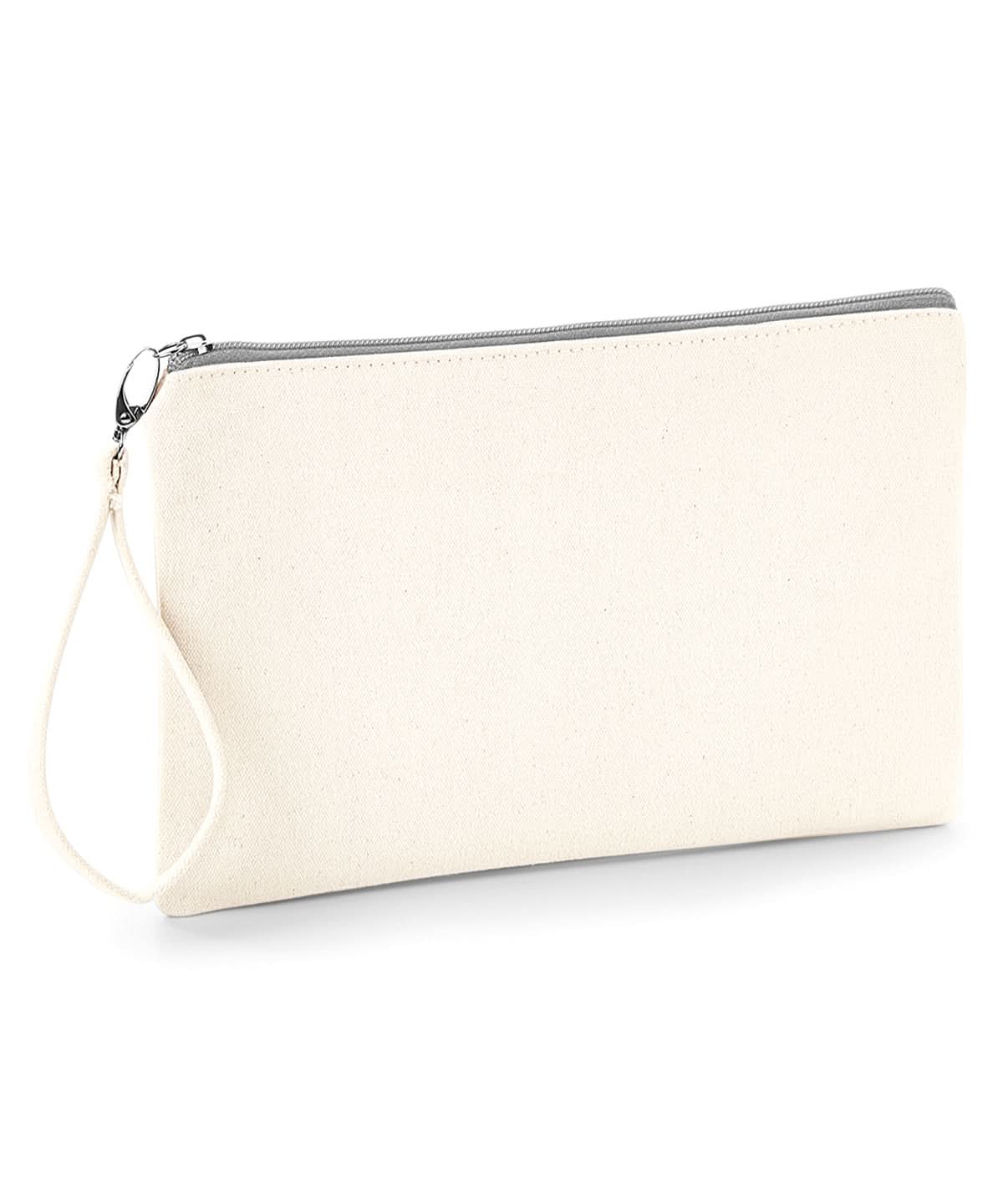 Westford Mill Canvas Wristlet Pouch WM520 - Natural Light Grey One size - Customisable Bags