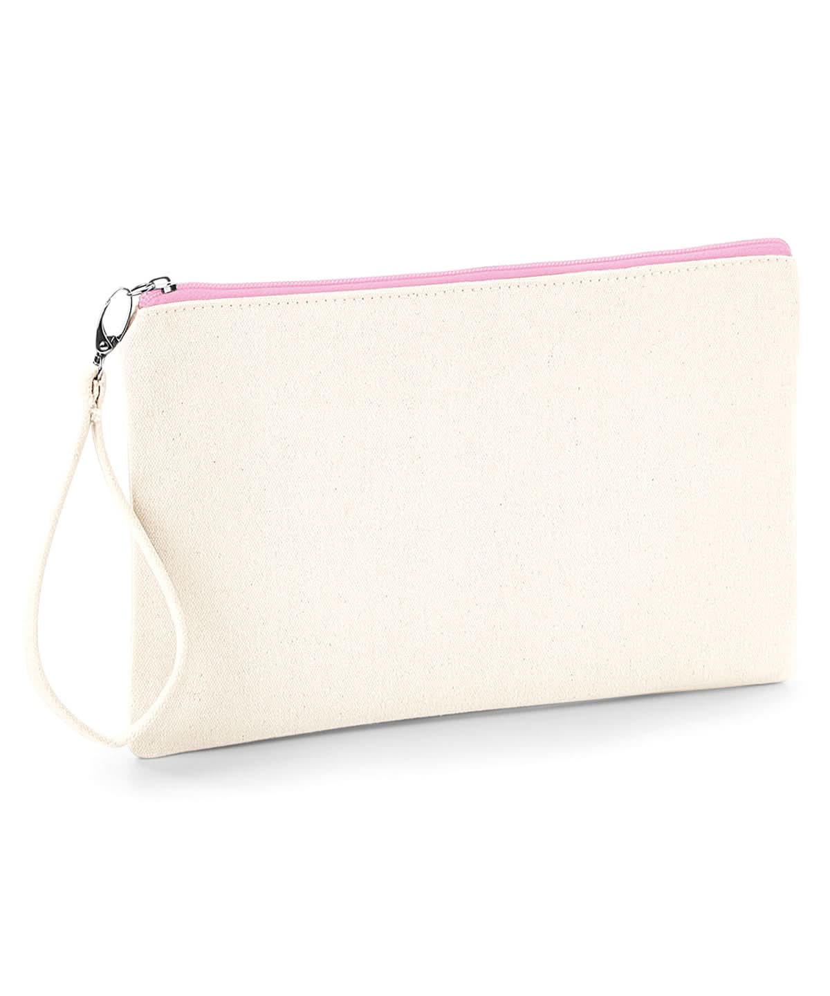 Westford Mill Canvas Wristlet Pouch WM520 - Natural Pink One size - Customisable Bags