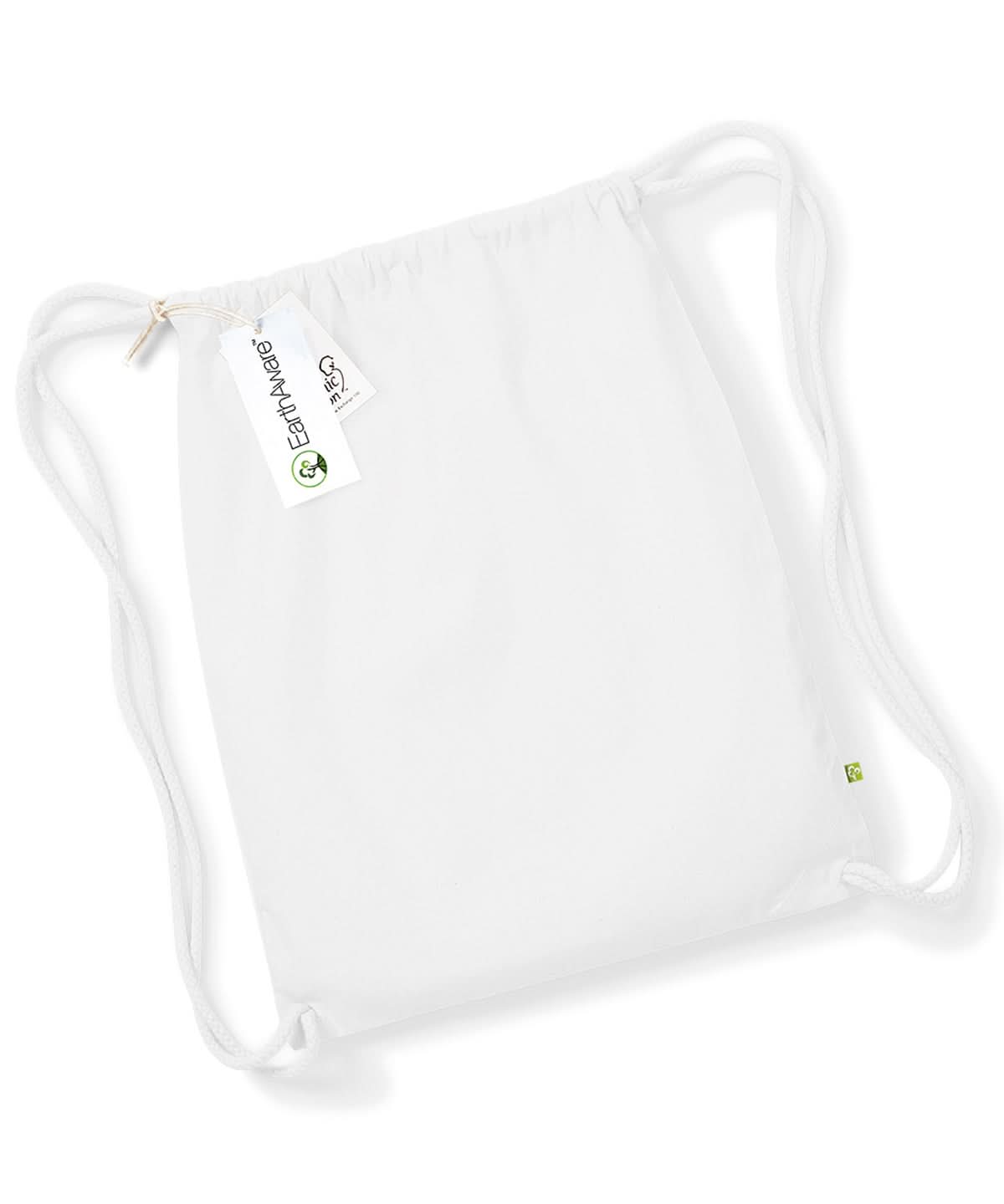 Westford Mill Earthaware Organic Gymsac WM810 - White One size - Customisable Bags