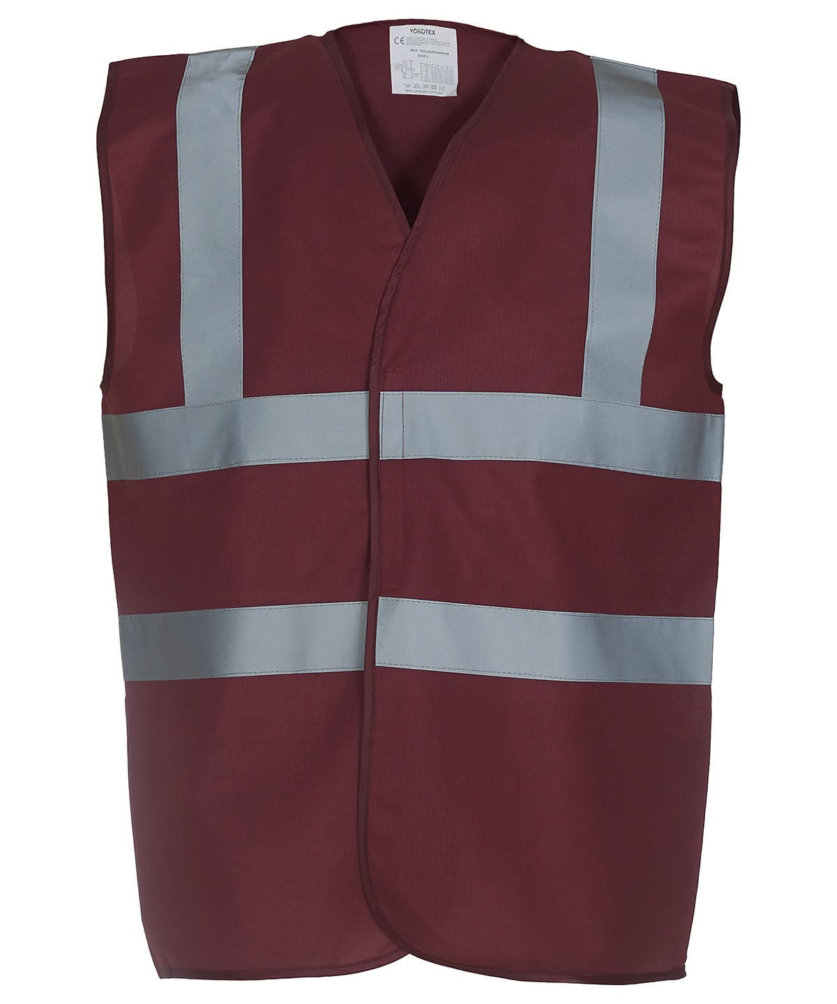 Yoko Hi vis 2 band and braces waistcoat HVW100 Maroon YK001 - Maroon - Customisable HV Vest