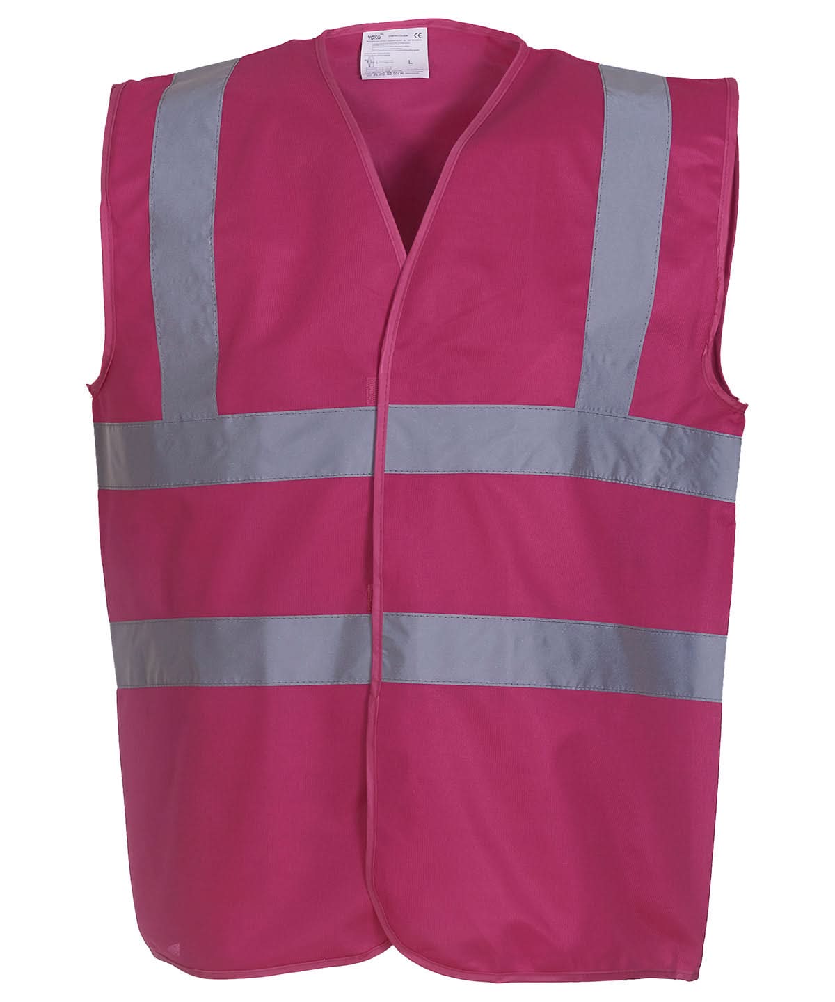 Yoko Hi vis 2 band and braces waistcoat HVW100 Raspberry YK001 - Raspberry - Customisable HV Vest