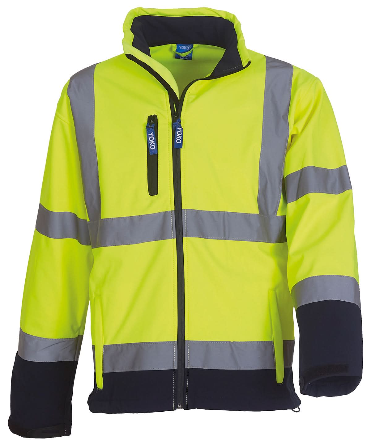 Yoko HV Softshell Jacket Hvk09 YK040 - Hi-Vis Yellow Navy - Customisable Softshell Jacket