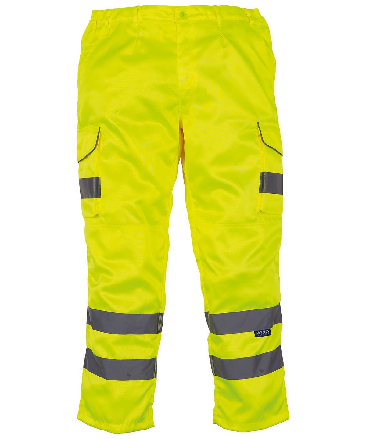 Yoko HV Polycotton Cargo Trousers With Kneepad Pockets Hv018T3M YK073 - Yellow - Customisable Hi-Vis Trousers