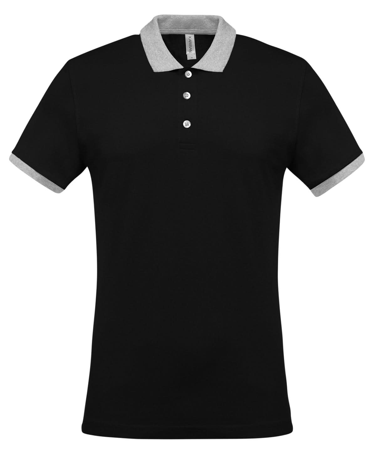 Kariban Two tone piqu polo shirt KB258 - Black Oxford Grey - Customisable Polos