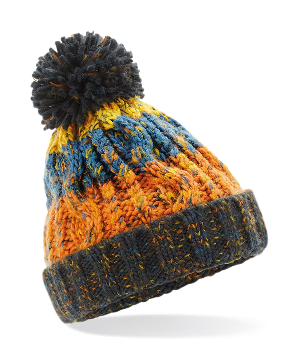 Beechfield Junior corkscrew pom pom beanie B486A - Retro Blues - Customisable Beanies