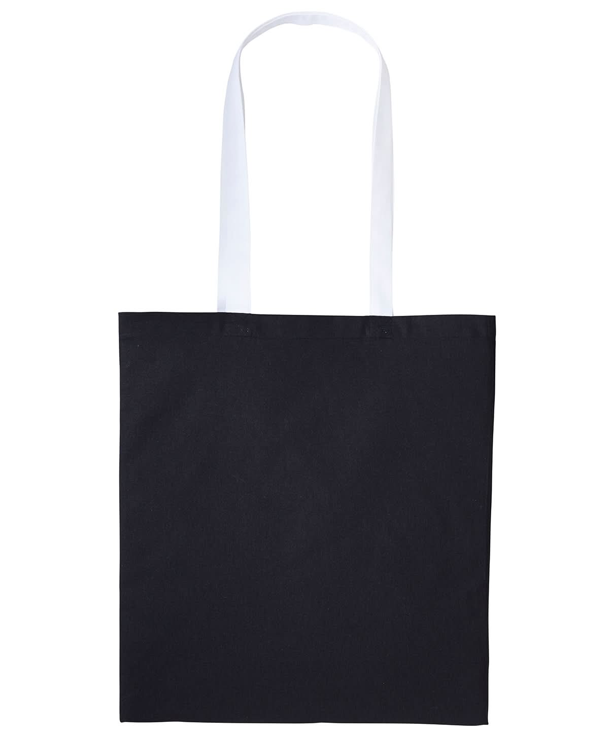 Nutshell Varsity cotton shopper long handle RL150 - Black White One size - Customisable Bags