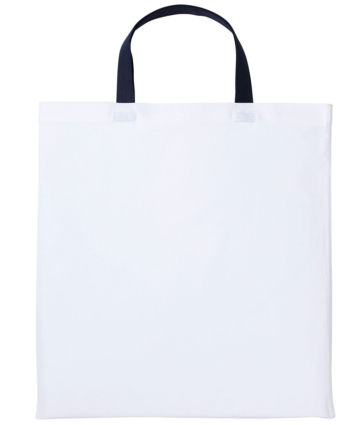 Nutshell Varsity cotton shopper short handle RL130 - White Oxford Navy One size - Customisable Bags