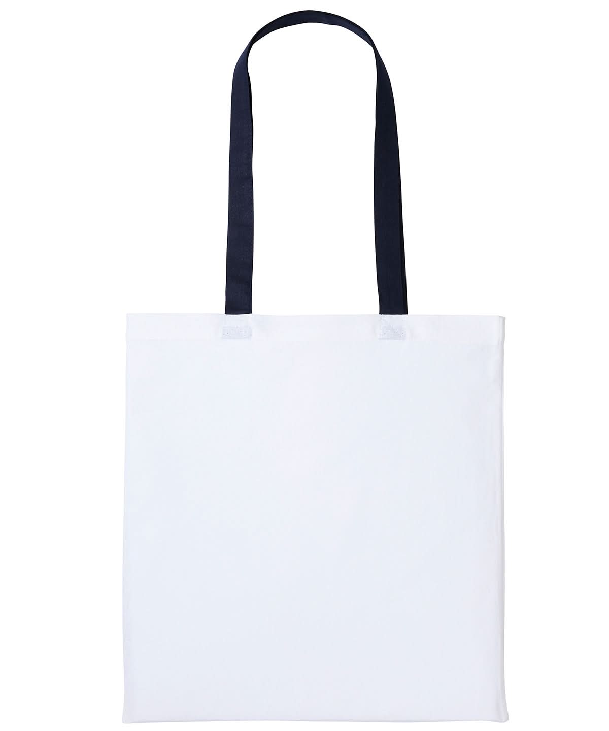Nutshell Varsity cotton shopper long handle RL150 - White Oxford Navy One size - Customisable Bags