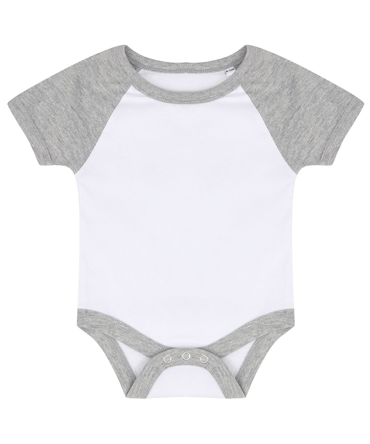Larkwood Essential Short Sleeved Baseball Bodysuit LW502 - White Heather Grey - Customisable Bodysuits