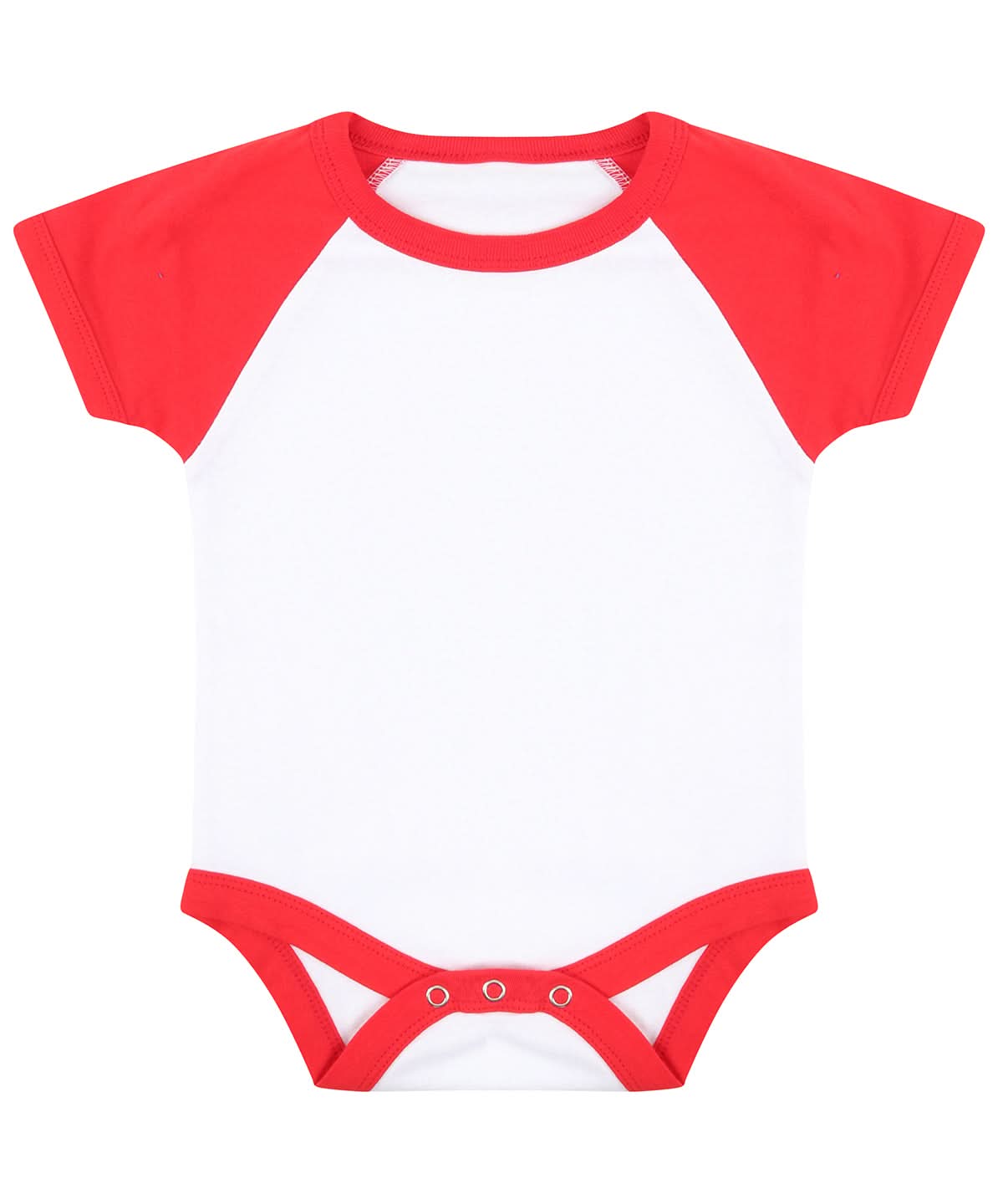 Larkwood Essential Short Sleeved Baseball Bodysuit LW502 - White Red - Customisable Bodysuits