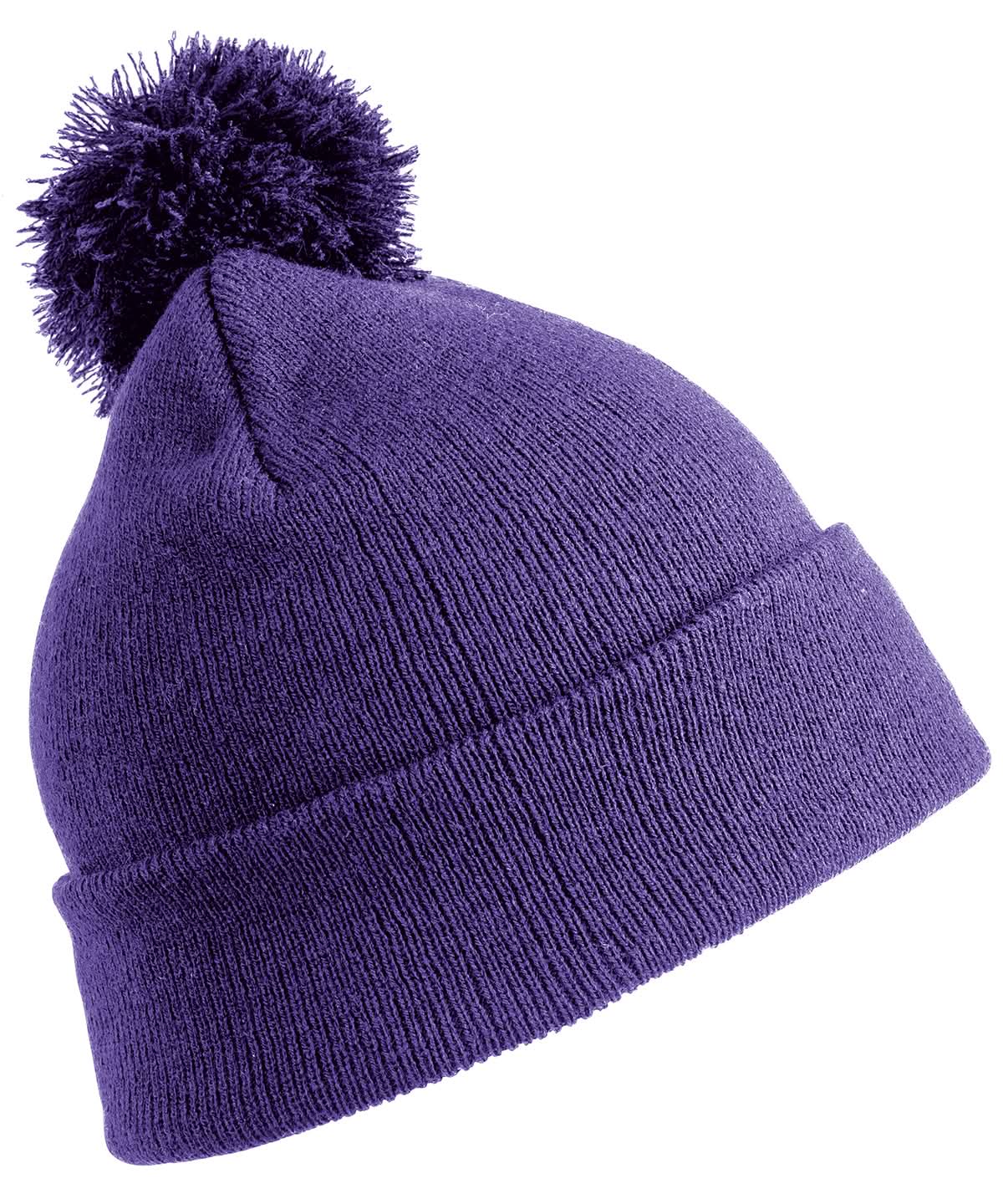 Result Winter Essentials Junior pom pom beanie RC28J - Purple One size - Customisable Beanies