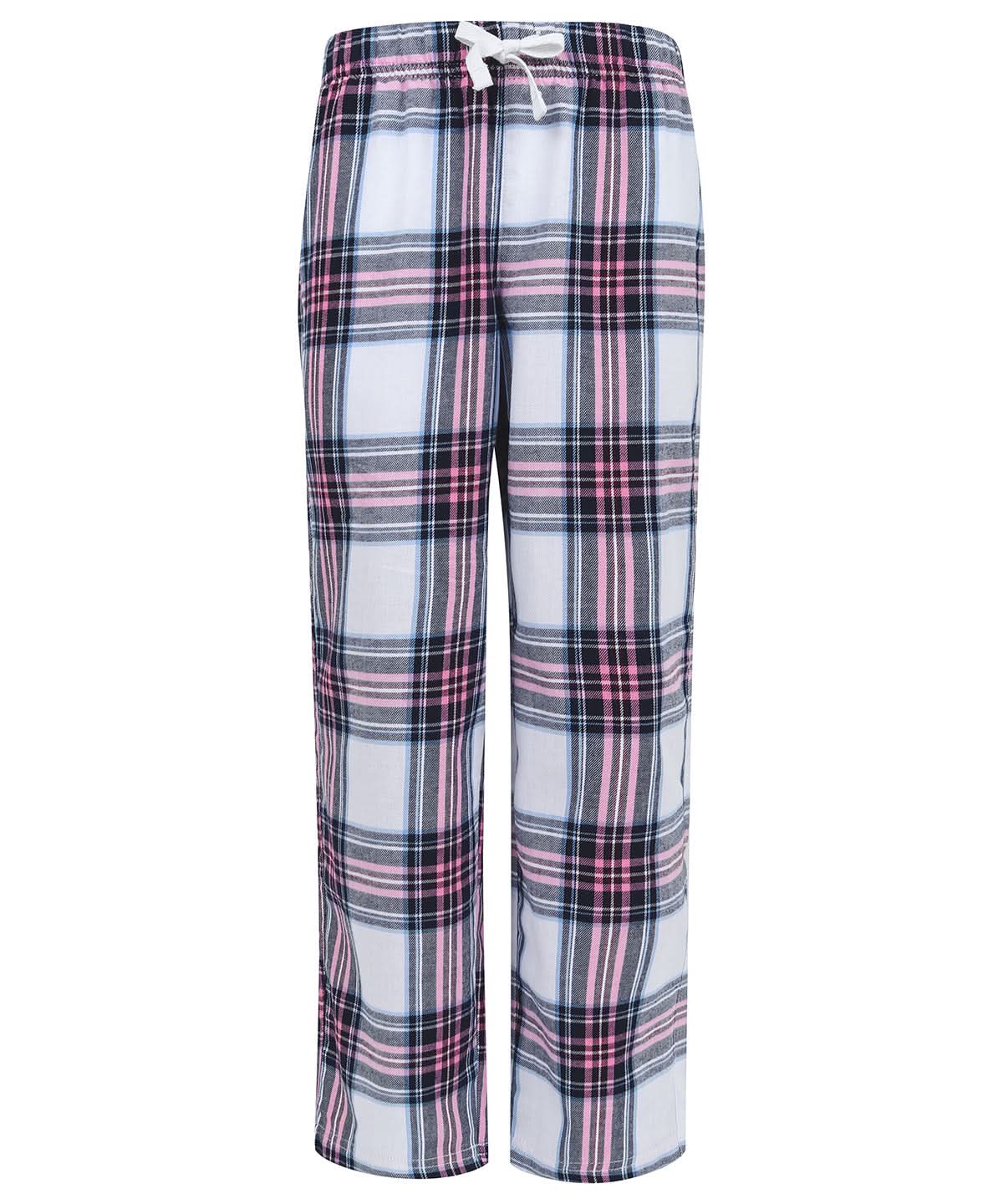 SF Kids tartan lounge pants SM083 - White Pink Check - Customisable Loungewear Bottoms