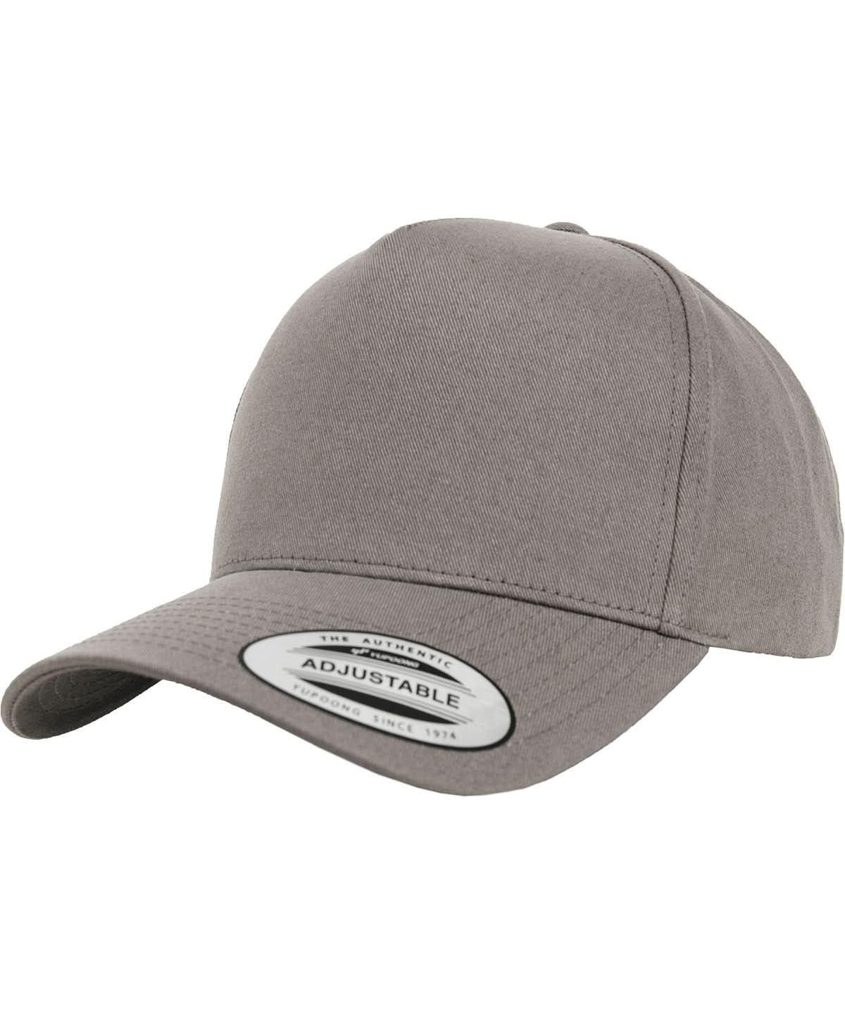 Flexfit By Yupoong 5 Panel Curved Classic Snapback 7707 YP058 - Grey One size - Customisable Caps