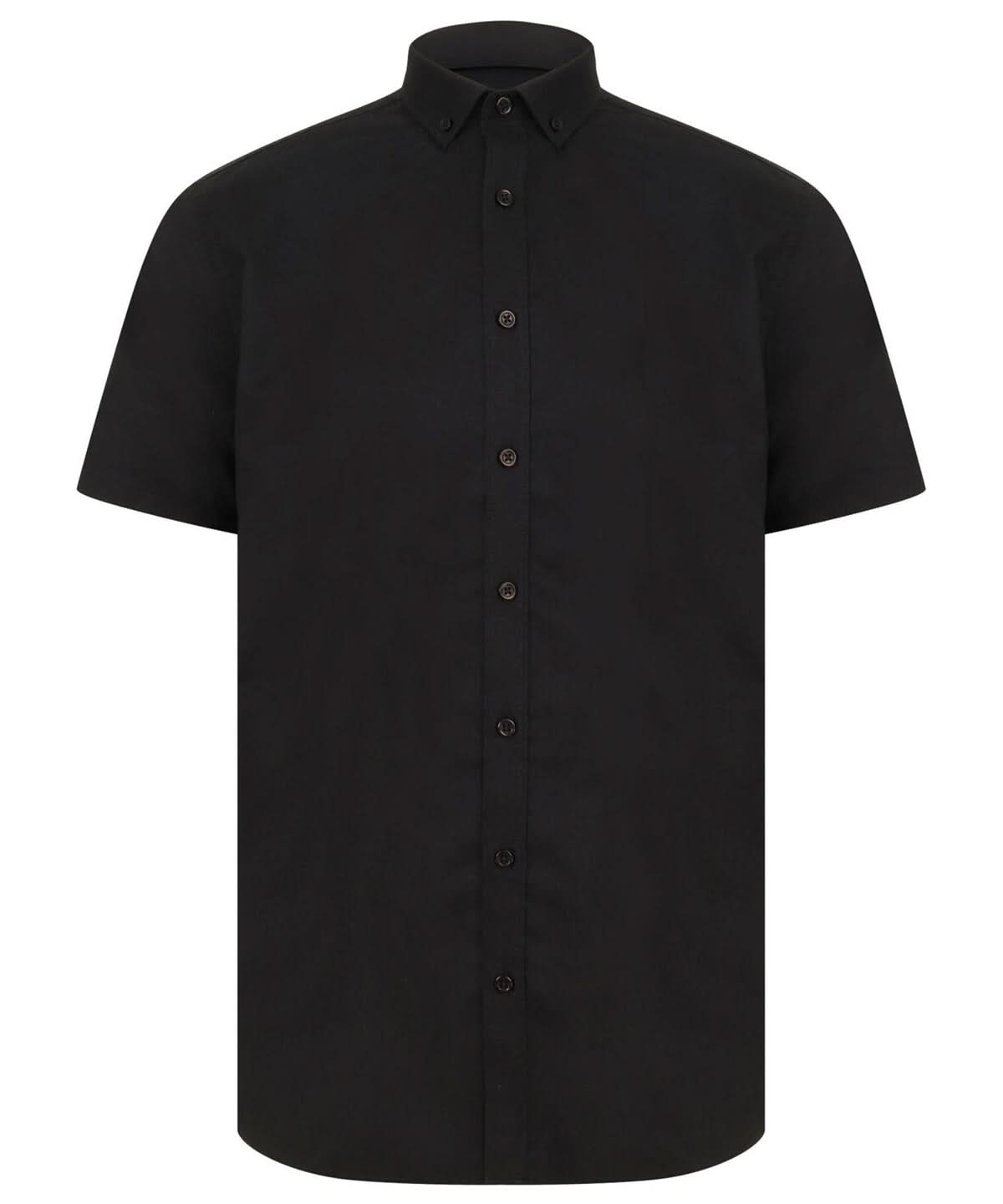 Henbury Modern Short Sleeve Oxford Shirt HB517 - Black - Customisable Shirts