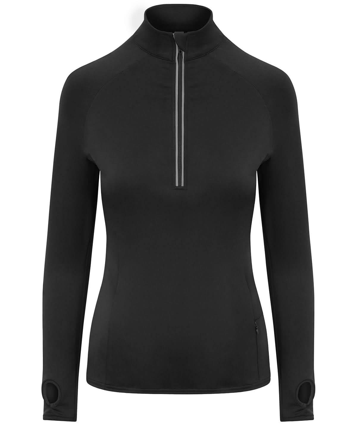 AWDis Just Cool Womens Cool Flex long half zip top JC035 - Jet Black - Customisable Sports Overtops